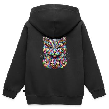 Hippie Festival - Kinder Premium Organic Zip Hoodie - Schwarz - Hinten - AI Model Kid Male (0cm)