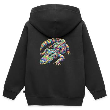 Hippie Festival - Kinder Premium Organic Zip Hoodie - Schwarz - Hinten - AI Model Kid Male (0cm)
