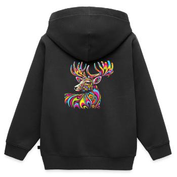Hippie Festival - Kinder Premium Organic Zip Hoodie - Schwarz - Hinten - AI Model Kid Male (0cm)
