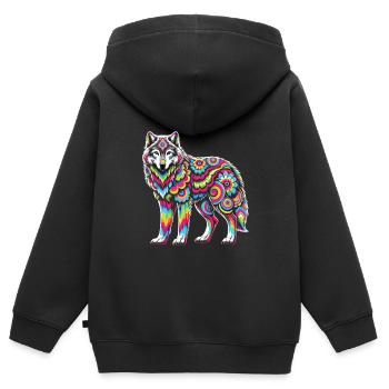 Hippie Festival - Kinder Premium Organic Zip Hoodie - Schwarz - Hinten - AI Model Kid Male (0cm)