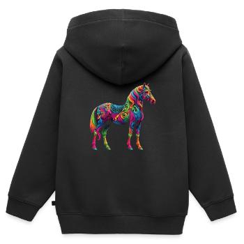 Hippie Festival - Kinder Premium Organic Zip Hoodie - Schwarz - Hinten - AI Model Kid Male (0cm)