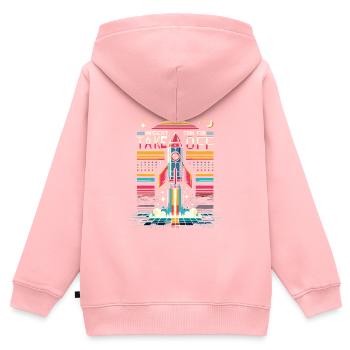 Rocket - Kids Premium Organic Zip-up Hoodie - rose - Back - AI Model Kid Female (0cm)