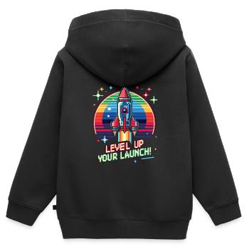 Rocket - Kids Premium Organic Zip-up Hoodie - black - Back - AI Model Kid Male (0cm)