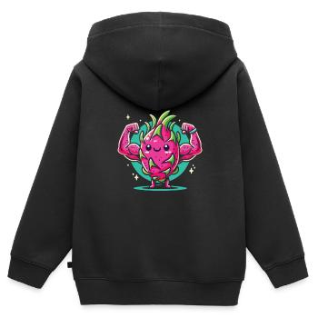 Früchtchen - Kinder Premium Organic Zip Hoodie - Schwarz - Hinten - AI Model Kid Male (0cm)