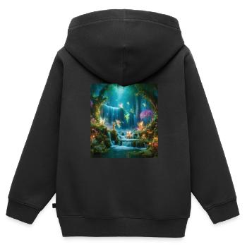 Märchen - Kinder Premium Organic Zip Hoodie - Schwarz - Hinten - AI Model Kid Male (0cm)