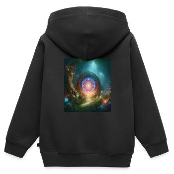 Märchen - Kinder Premium Organic Zip Hoodie - Schwarz - Hinten - AI Model Kid Male (0cm)