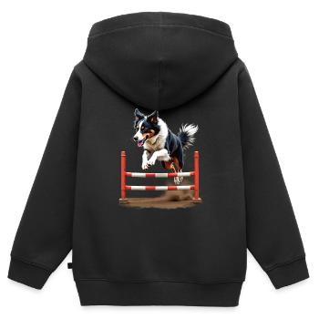 Agilité - Sweat Premium à capuche zippé enfant bio - noir - Dos - AI Model Kid Male (0cm)