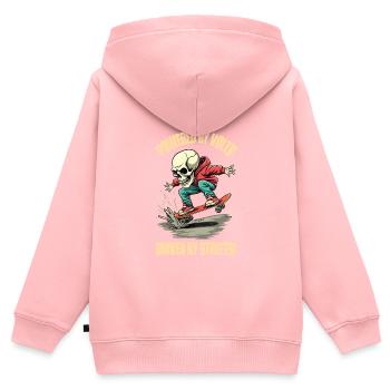 Planche à roulettes E - Sweat Premium à capuche zippé enfant bio - rose - Dos - AI Model Kid Female (0cm)