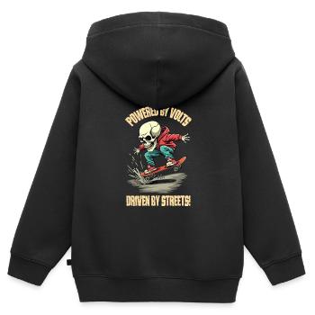 Planche à roulettes E - Sweat Premium à capuche zippé enfant bio - noir - Dos - AI Model Kid Male (0cm)