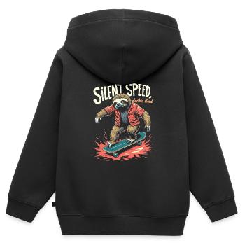 Planche à roulettes E - Sweat Premium à capuche zippé enfant bio - noir - Dos - AI Model Kid Male (0cm)