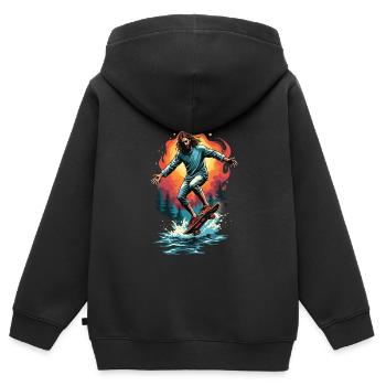 Planche à roulettes E - Sweat Premium à capuche zippé enfant bio - noir - Dos - AI Model Kid Male (0cm)