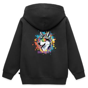 Agilité - Sweat Premium à capuche zippé enfant bio - noir - Dos - AI Model Kid Male (0cm)