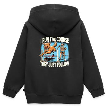 Agilité - Sweat Premium à capuche zippé enfant bio - noir - Dos - AI Model Kid Male (0cm)