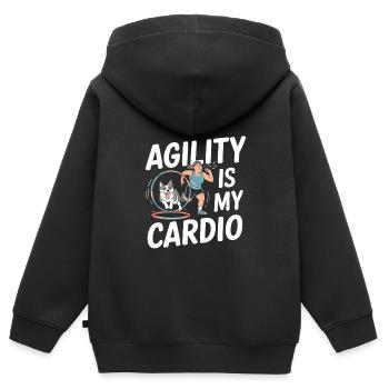 Agilité - Sweat Premium à capuche zippé enfant bio - noir - Dos - AI Model Kid Male (0cm)