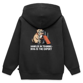 Agilité - Sweat Premium à capuche zippé enfant bio - noir - Dos - AI Model Kid Male (0cm)