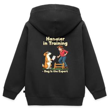 Agilité - Sweat Premium à capuche zippé enfant bio - noir - Dos - AI Model Kid Male (0cm)