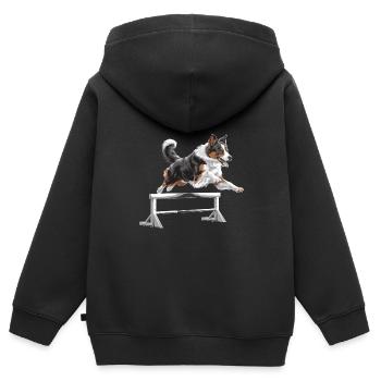 Agilité - Sweat Premium à capuche zippé enfant bio - noir - Dos - AI Model Kid Male (0cm)
