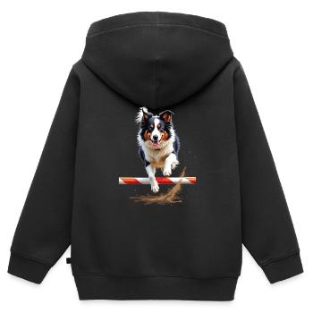 Agilité - Sweat Premium à capuche zippé enfant bio - noir - Dos - AI Model Kid Male (0cm)