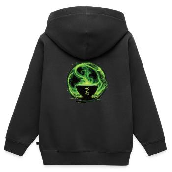 Matcha - Kinder Premium Organic Zip Hoodie - Schwarz - Hinten - AI Model Kid Male (0cm)