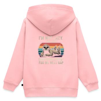 Humour de bureau - Sweat Premium à capuche zippé enfant bio - rose - Dos - AI Model Kid Female (0cm)