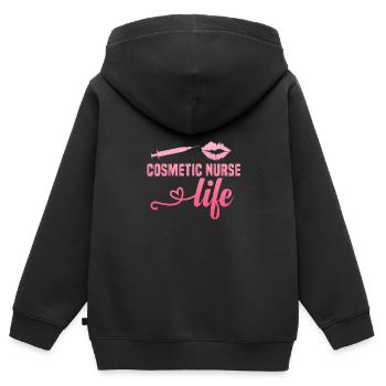 Kosmetikerin - Kinder Premium Organic Zip Hoodie - Schwarz - Hinten - AI Model Kid Male (0cm)