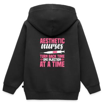 Kosmetikerin - Kinder Premium Organic Zip Hoodie - Schwarz - Hinten - AI Model Kid Male (0cm)