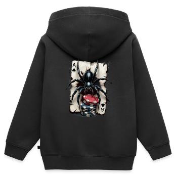 Kartenspiel - Kinder Premium Organic Zip Hoodie - Schwarz - Hinten - AI Model Kid Male (0cm)