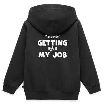 Paramoteur Se défoncer est mon travail - Sweat Premium à capuche zippé enfant bio - noir - Dos - AI Model Kid Male (0cm)