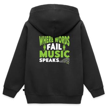 Musiker Musik Rhythmus Notenschlüssel - Kinder Premium Organic Zip Hoodie - Schwarz - Hinten - AI Model Kid Male (0cm)