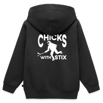 Eishockey Schlittschuhe Puck Hockey Frauen - Kinder Premium Organic Zip Hoodie - Schwarz - Hinten - AI Model Kid Male (0cm)