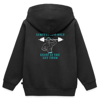Bodybuilding Kraftsport Fitness Muskelaufbau - Kinder Premium Organic Zip Hoodie - Schwarz - Hinten - AI Model Kid Male (0cm)