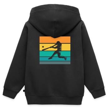 Joueur de baseball Baseball Batteur de batte de baseball - Sweat Premium à capuche zippé enfant bio - noir - Dos - AI Model Kid Male (0cm)