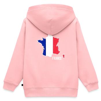 Frankreich Flagge Landkarte Umriss - Kinder Premium Organic Zip Hoodie - Rosa - Hinten - AI Model Kid Female (0cm)