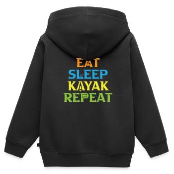 Kajak Boot Kanu Paddelboot Doppelpaddel - Kinder Premium Organic Zip Hoodie - Schwarz - Hinten - AI Model Kid Male (0cm)