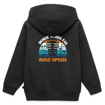 Musiker Musik Rhythmus Notenschlüssel - Kinder Premium Organic Zip Hoodie - Schwarz - Hinten - AI Model Kid Male (0cm)