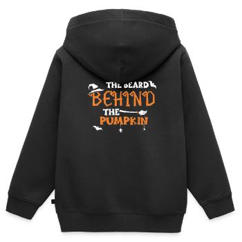 La barbe derrière la citrouille - Sweat Premium à capuche zippé enfant bio - noir - Dos - AI Model Kid Male (0cm)