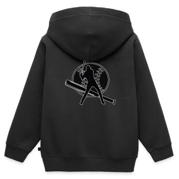 Joueur de baseball Baseball Batteur de batte de baseball - Sweat Premium à capuche zippé enfant bio - noir - Dos - AI Model Kid Male (0cm)