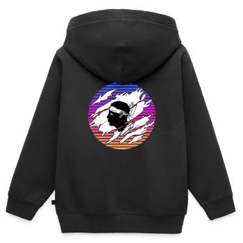 Korsika Reise - Kinder Premium Organic Zip Hoodie - Schwarz - Hinten - AI Model Kid Male (0cm)