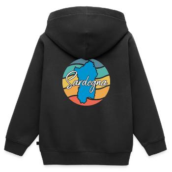 Sardinia Retro - Kids Premium Organic Zip-up Hoodie - black - Back - AI Model Kid Male (0cm)