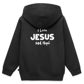 I Love Jesus And Naps - Jesus - Kinder Premium Organic Zip Hoodie - Schwarz - Hinten - AI Model Kid Male (0cm)