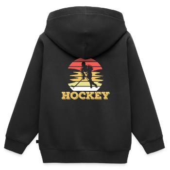 Eishockey Schlittschuhe Puck Hockey Frauen - Kinder Premium Organic Zip Hoodie - Schwarz - Hinten - AI Model Kid Male (0cm)