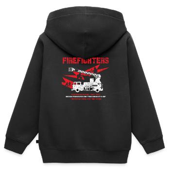 Feuerwehr Feuwerwehrmann Feuer löschen - Kinder Premium Organic Zip Hoodie - Schwarz - Hinten - AI Model Kid Male (0cm)