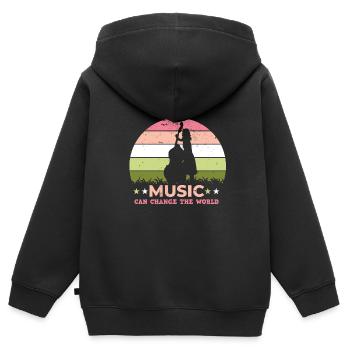 Musiker Musik Rhythmus Notenschlüssel - Kinder Premium Organic Zip Hoodie - Schwarz - Hinten - AI Model Kid Male (0cm)