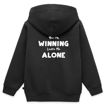 Yes I'm Winning Leave Me Alone - Kinder Premium Organic Zip Hoodie - Schwarz - Hinten - AI Model Kid Male (0cm)