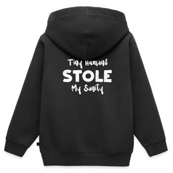 De minuscules humains m’ont volé ma santé mentale - Sweat Premium à capuche zippé enfant bio - noir - Dos - AI Model Kid Male (0cm)