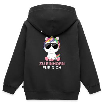 Einhorn Einhörner - Kinder Premium Organic Zip Hoodie - Schwarz - Hinten - AI Model Kid Male (0cm)