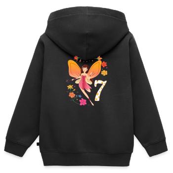 7. Geburtstag Mädchen Kleine Fee 7 Jahre alt - Kinder Premium Organic Zip Hoodie - Schwarz - Hinten - AI Model Kid Male (0cm)