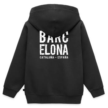 Barcelone, Catalogne, Espagne, Mer Méditerranée - Sweat Premium à capuche zippé enfant bio - noir - Dos - AI Model Kid Male (0cm)