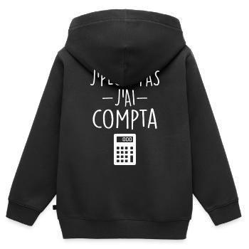 Comptable | Comptabilité | Compter | Chiffre - Sweat Premium à capuche zippé enfant bio - noir - Dos - AI Model Kid Male (0cm)
