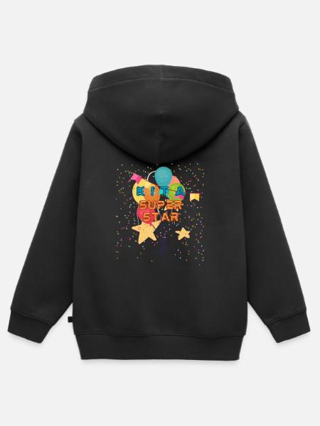 KITA SUPERSTAR - Kinder Premium Organic Zip Hoodie - Schwarz